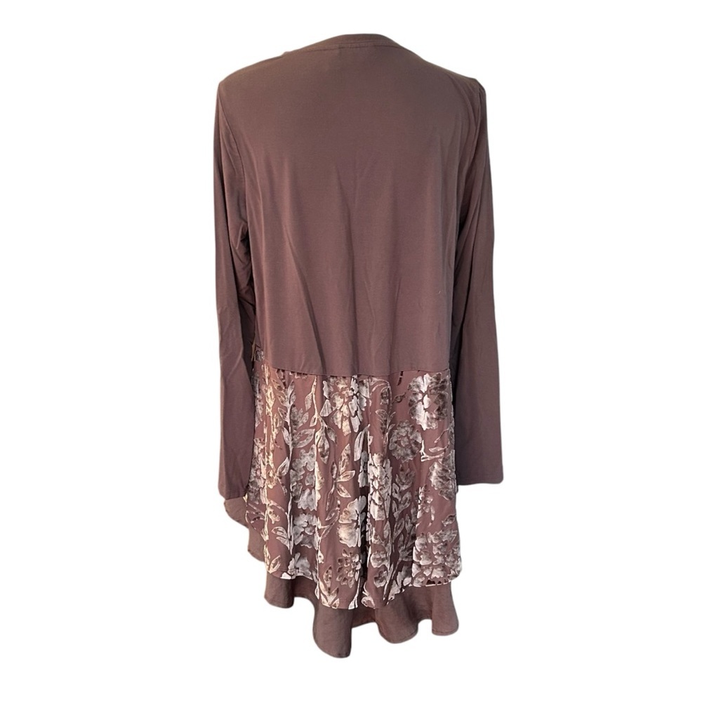 LOGO by Lori Goldstein Rayon Top with Burnout Velvet &‎ Satin Women’s SZ Medium - Picture 3 of 7